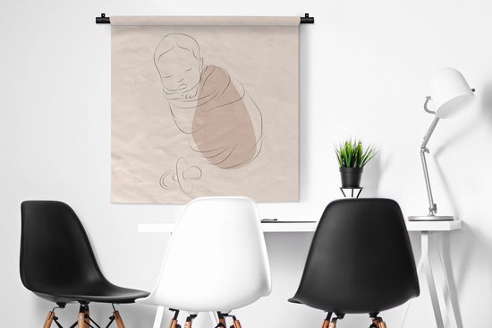 Tapisserie - Tissu mural - Bébé - Enfant - Line au trait - 90x90 cm - Tapisserie