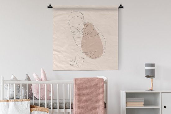 Tapisserie - Tissu mural - Bébé - Enfant - Line au trait - 90x90 cm - Tapisserie