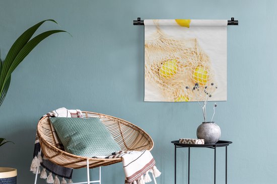 Wandkleed - Wanddoek - Zomer - Tas - Citroen - 60x60 cm - Wandtapijt