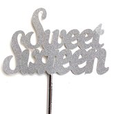 Taartdecoratie versiering| Taarttopper | Cake topper | Verjaardag| Sweet Sixteen| Zilver glitter |14 cm| karton papier