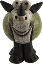 Crazy Clay Raku Comix - crazy neushoorn - groen - raku geglazuurd beeld