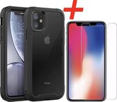 Backcover geschikt voor Apple iPhone 11 - Zwart - Shockproof + Glas Protector