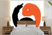 Papier peint photo vinyle - Une illustration du logo Yin et Yang dans les couleurs noir et orange largeur 280 cm x hauteur 280 cm - Tirage photo sur papier peint (disponible en 7 tailles)