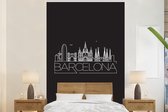 Behang - Fotobehang Skyline Barcelona zwart - Breedte 145 cm x hoogte 220 cm