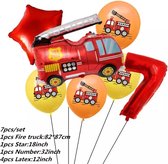 Brandweerwagen Folie Ballon nummer 7 ballonen set 7 delig brandweerwagen