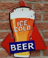 Ice Cold Beer.  Metalen wandbord in reliëf 30 x 35 cm.