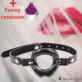 ♛Queen-Toys® BDSM - Gag - Bondageset - Mondspreider - inclusief funny condoom - SM - Mond kneveltuig - Gareel mond - hulpstuk orale bevrediging
