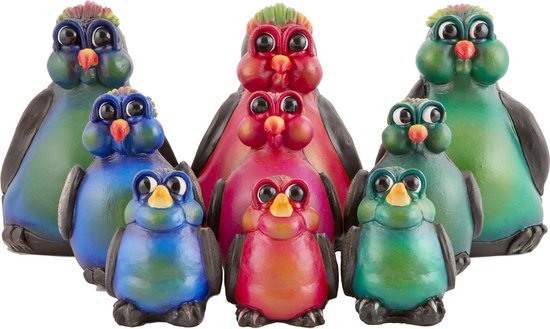 Crazy Clay Comix Cartoon - pingouin - oiseau - statue - Pipino - bleu - peint à la main unique - statue solide