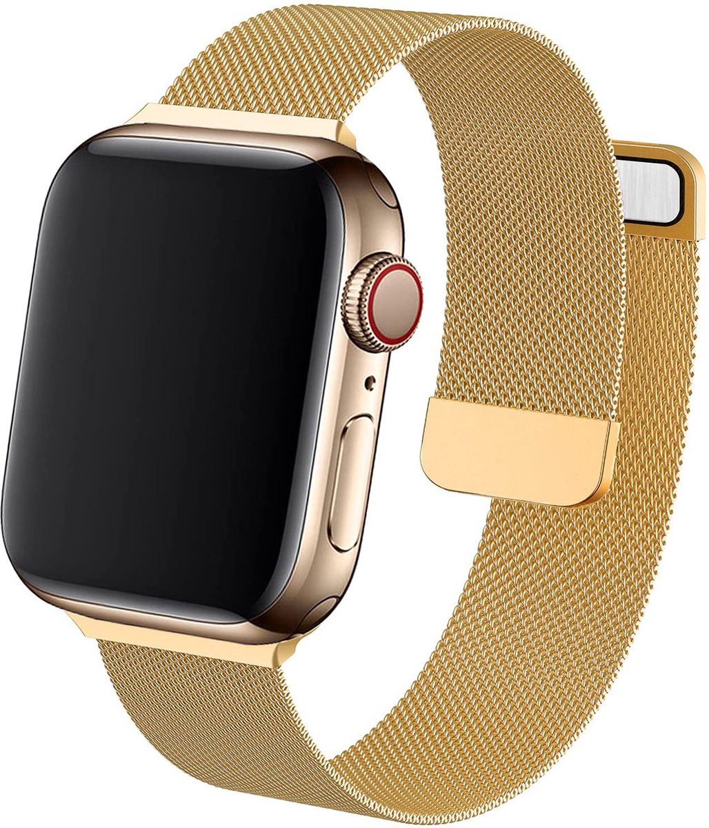 Bandje geschikt voor Apple Watch 44 mm Series 5 Goud Milanese Band