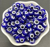 100 Stuks Kralen Blauw Met Zwarte Stip - Kralen Oog - Acryl Kralen - 8mm