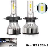 H4 LED lamp 18000 Lumen 6000k Helder Wit (set 2 stuks) incl CANbus EMC CHip Ultra-bright Wit, COB CHIP 72 Watt Motor - Auto - Scooter - Motor - Dimlicht - Grootlicht - Koplampen -