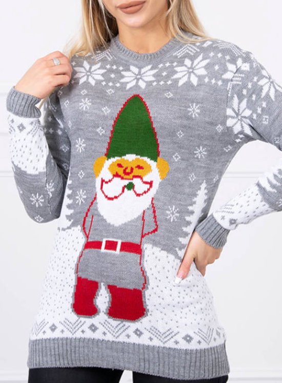 schreeuw Rentmeester tapijt Foute Kersttrui Dames - Christmas Sweater - Kabouter Grijs - Kerst Trui  Maat M | bol.com