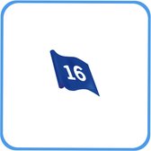 9 stuks blauwe vlaggen genummerd van 10 tot 18