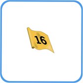 9 stuks gele vlaggen genummerd van 10 tot 18