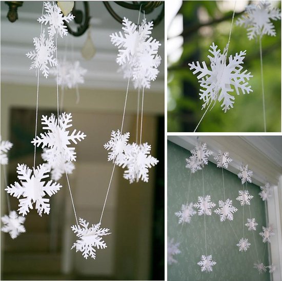 80 LED Kerst Sneeuwvlok String Lights Opknoping Decoraties - Winter Wonderland Verlichte Decor voor Vakantie Xmas Indoor Outdoor Feestbenodigdheden (33 ft, Batterijen Niet Inbegrepen