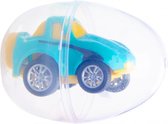 auto in verrassingsei jongens 6 cm turquoise/geel