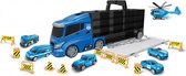 autotransporter Police 63 cm zwart/blauw 16-delig