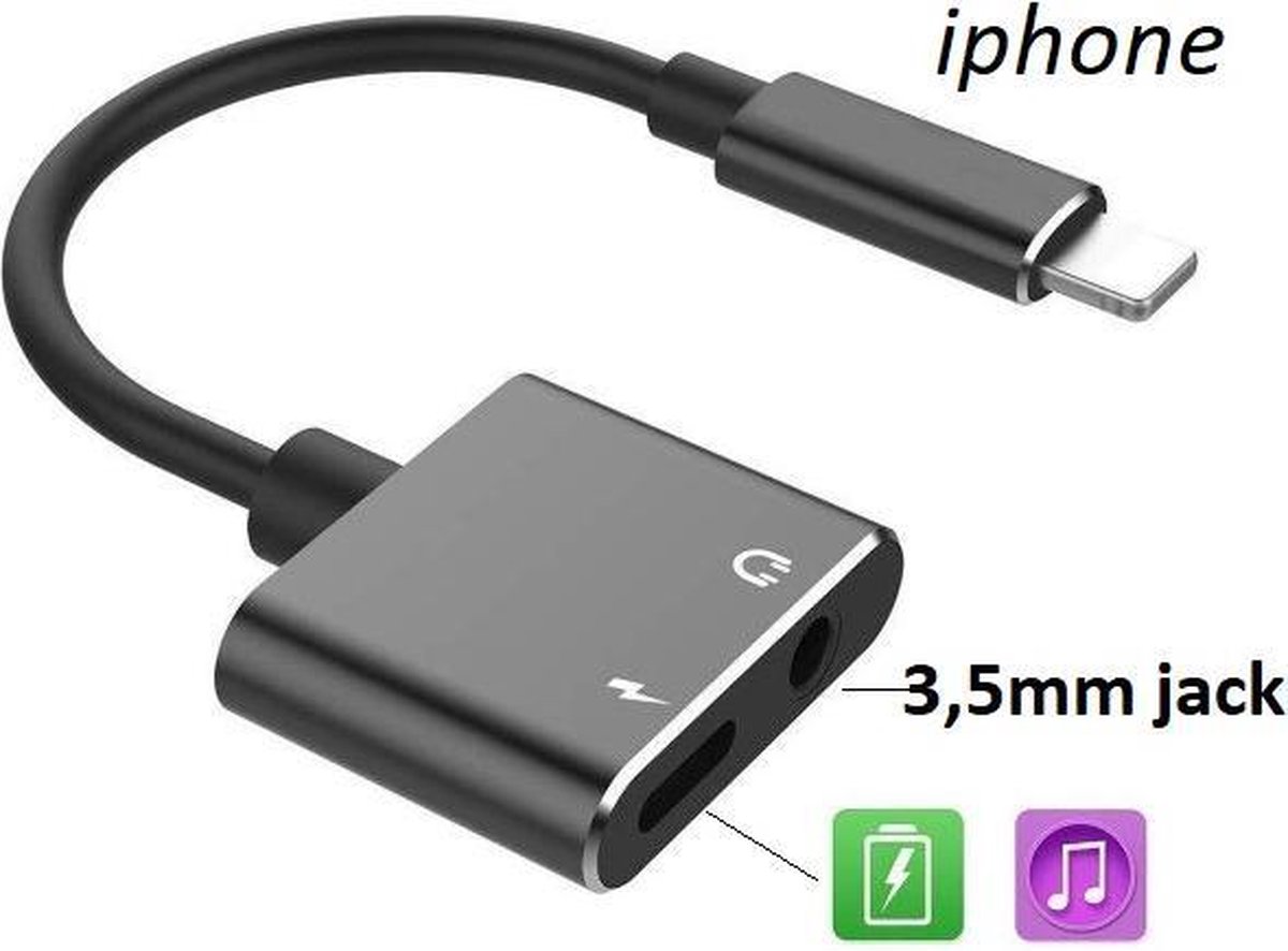 Xtabarya 2 In 1 Audio Adapter Aux Opladen lightning naar Jack Adapter