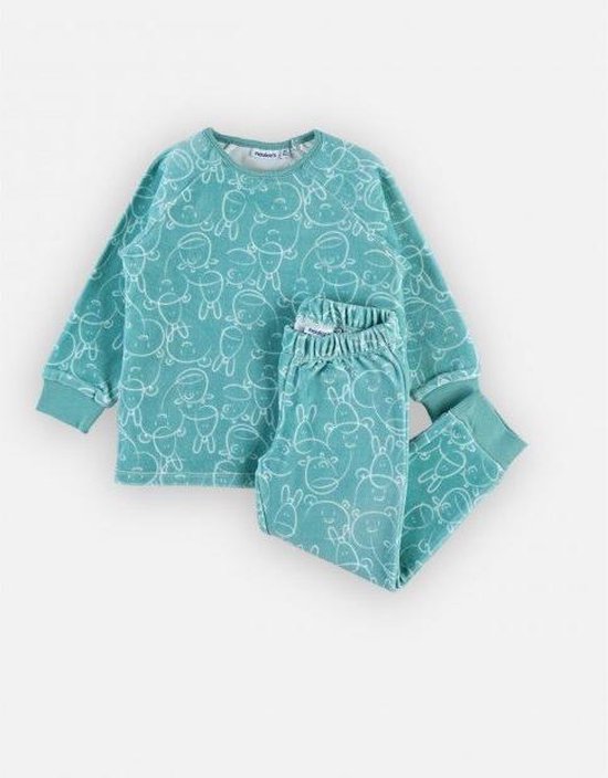 Noukie's - Pyjama - Velour - Uni - Groen - 3 jaar 98