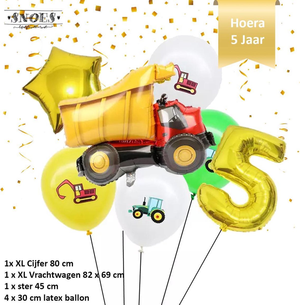 Verjaardag Jongen Vrachtwagen - Kiepwagen - Ballonnen Set * Cijfer 5 *  Nummer 5 *... | Bol.Com