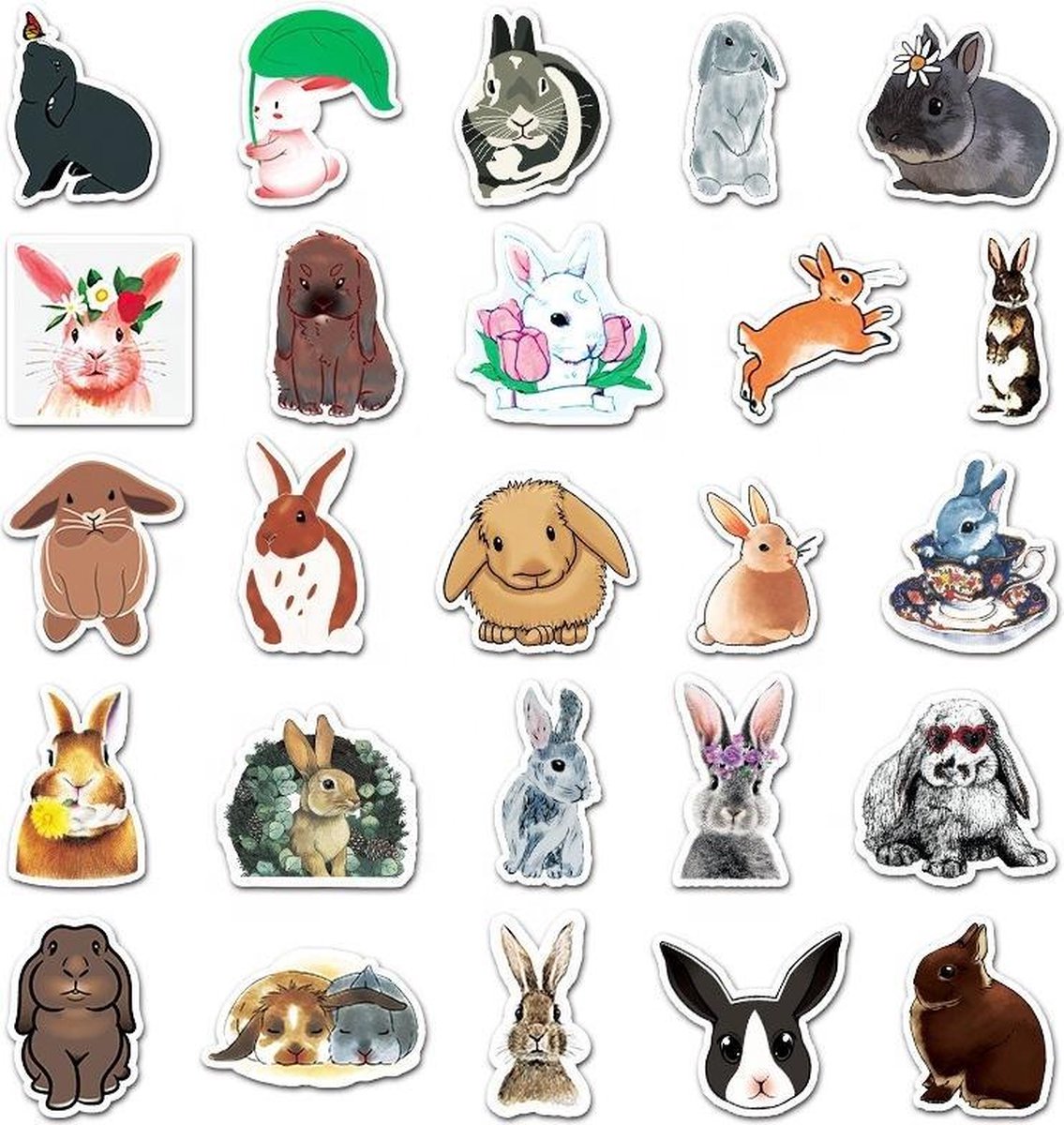 Stickerset schattige konijnen | Rabbits | Knaagdieren | Bullet journal ...