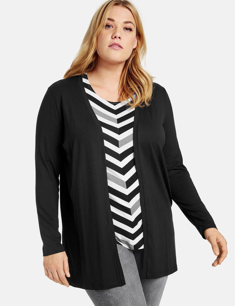 SAMOON Dames Open vest Schwarz-54