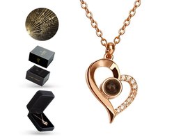 Luxore I Love You Ketting in 100 Talen Cadeautje voor Vrouw – Liefdes Verrassing – Valentijn Geschenkset voor Haar - Rose Goudkleurig