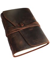 Vintage Leren Notitieboek - 300 Blanco Pagina's - Leer - Geschikt als schetsboek, planner of notitieboek - Journal - Notebook