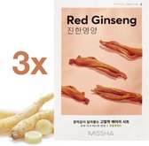 Missha 3-Pack - Red Ginseng Airy Face Mask Sheets - Korean Beauty - Huidverzorging - Hydraterend en Huidherstellend - K Beauty Face Masks - Set 3 Gezichtsmaskers