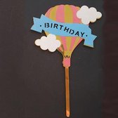 Cake - Taart Topper Happy Birthday Luchtballon Goud. Taartdecoratie. Tasty Me.