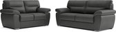 3 + 2 Zitsbank HIGHBACK Leder Grijs/Antraciet