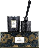 Voluspa Geurkaars Moso Bamboo Scalloped Candle + Reed Diffuser Gift Set