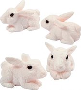 miniatuur konijnen 4 stuks 1 cm wit