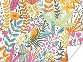 Affiche Été - Feuilles - Plantes - Wit - 80x60 cm