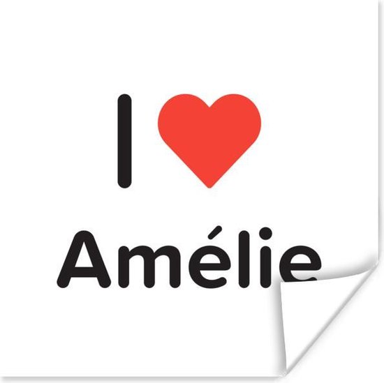 Poster I love - Amélie - Meisje - 30x30 cm