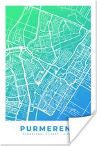 Affiche Plan de la ville - Purmerend - Pays- Nederland - Blauw - 60x90 cm