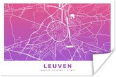 Poster Stadskaart - Leuven - België - Paars - 120x80 cm - Plattegrond