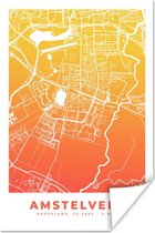 Poster Stadskaart - Amstelveen - Nederland - Geel - 60x90 cm - Plattegrond