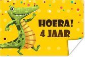 Poster Verjaardag cadeau - Kind - 4 Jaar - Dinosaurus - 90x60 cm