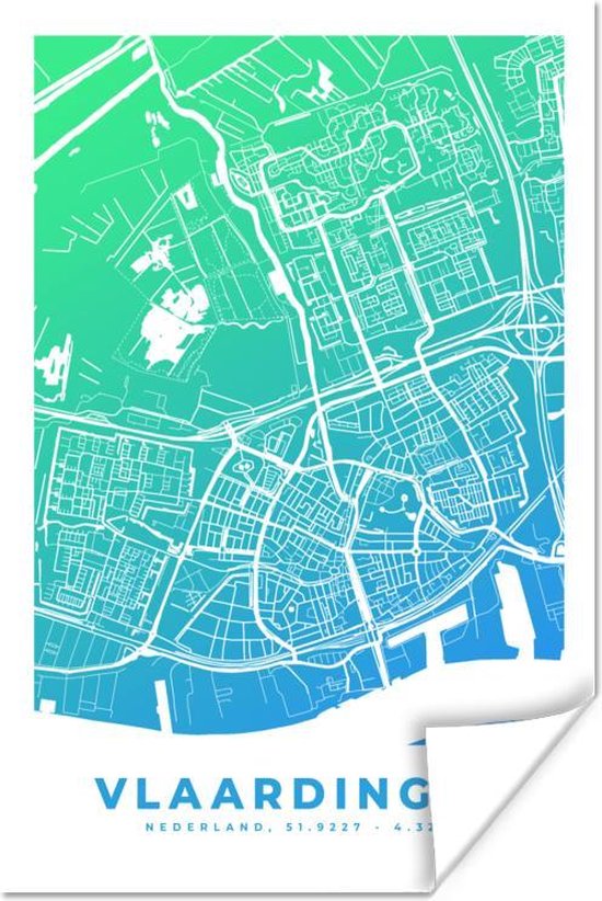 Poster Plan de ville - Vlaardingen - Nederland - 80x120 cm