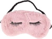 Slaapmasker oogjes dicht! - Roze / Zwart - Polyester - One Size