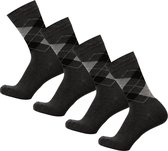 Bamboe Sokken | Geruite Sokken | Anti-zweet Sokken | Naadloze Sokken | Heren Sokken | Dames Sokken | 4 Paar - Antraciet | Maat: 43-45 | Merk: Bamboosa
