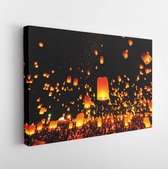 Canvas schilderij - Flying Sky Lantern on Yeepeng festival, thai lanna tradition religion in Chiangmai thailan -     226851349 - 80*60 Horizontal