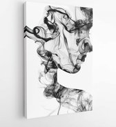Canvas schilderij - Double exposure portrait of young woman and cigarette smoke -  257254285 - 40-30 Vertical