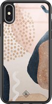 iPhone X/XS hoesje glass - Abstract dots | Apple iPhone Xs case | Hardcase backcover zwart