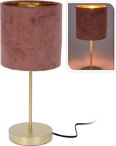 Home&styling Tafellamp velvet roze - 18 x 42 CM - Lamp met lampenkap