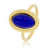 My Bendel - Vintage ring-goud met blauwe steen - Edelstalen ring - goud-  met  blauwe steen - Met luxe cadeauverpakking