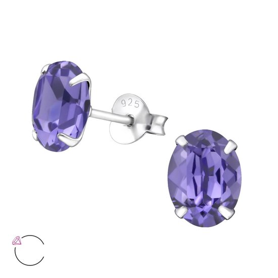 Boucles d'oreilles Montebello Berdien Violet - Argent 925 E-Coating - Swarovski® - Ø6x8mm