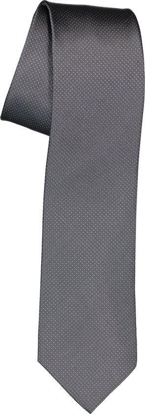 Michaelis stropdas - zijde - antraciet grijs met wit gestipt - Maat: One size