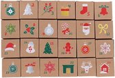 Adventdoosjes met kerstprint - Bruin / Multicolor - Karton - 31 x 5 x 21 cm